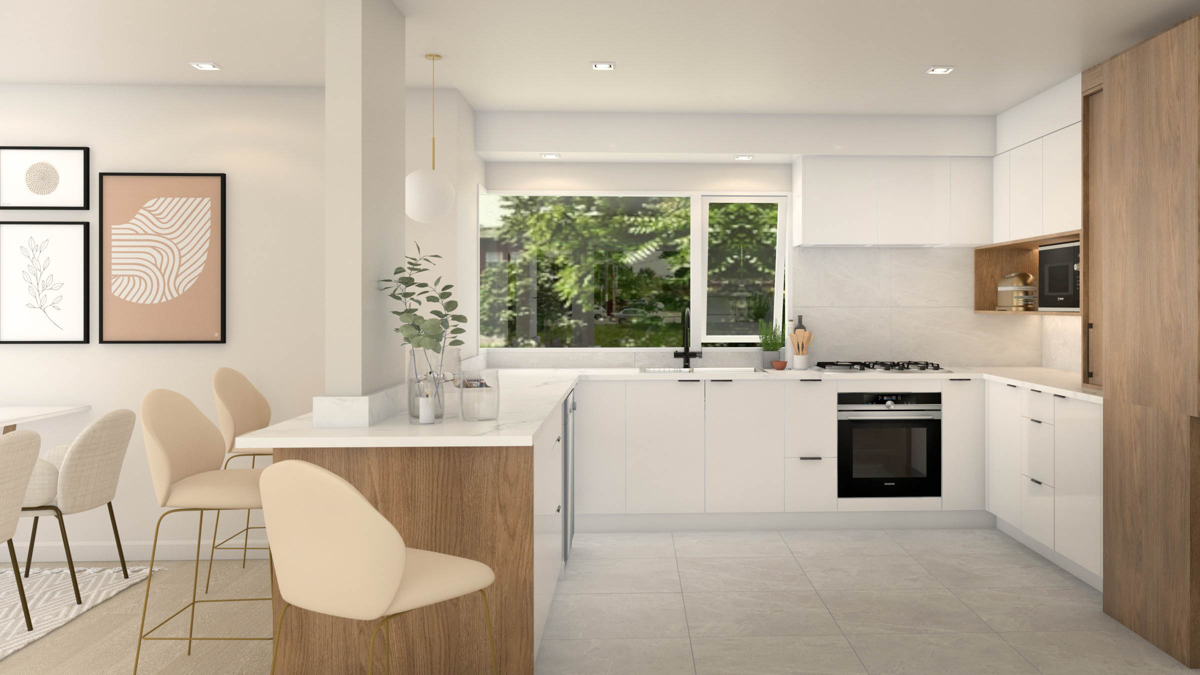 Warm and white modern kitchen Auckland