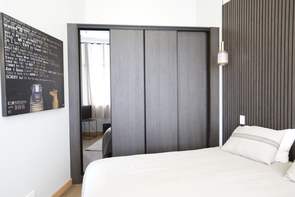 Dark Oak custom wardrobe with mirror sliding door