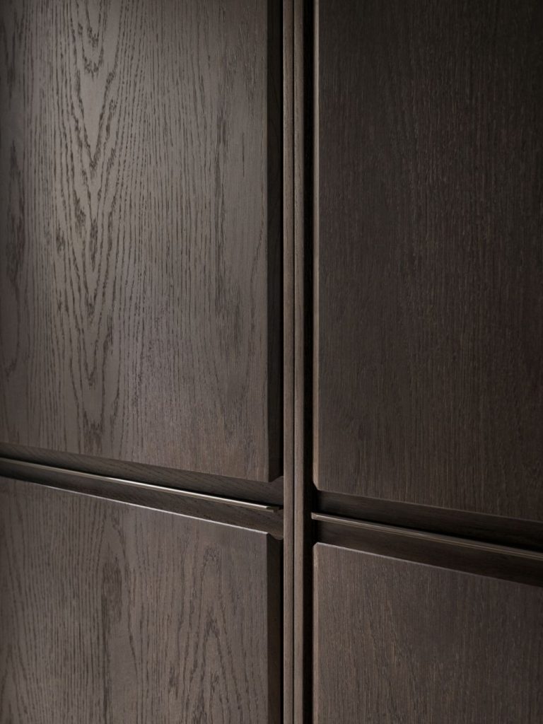 Dark brown real wood veneer cabinet finish