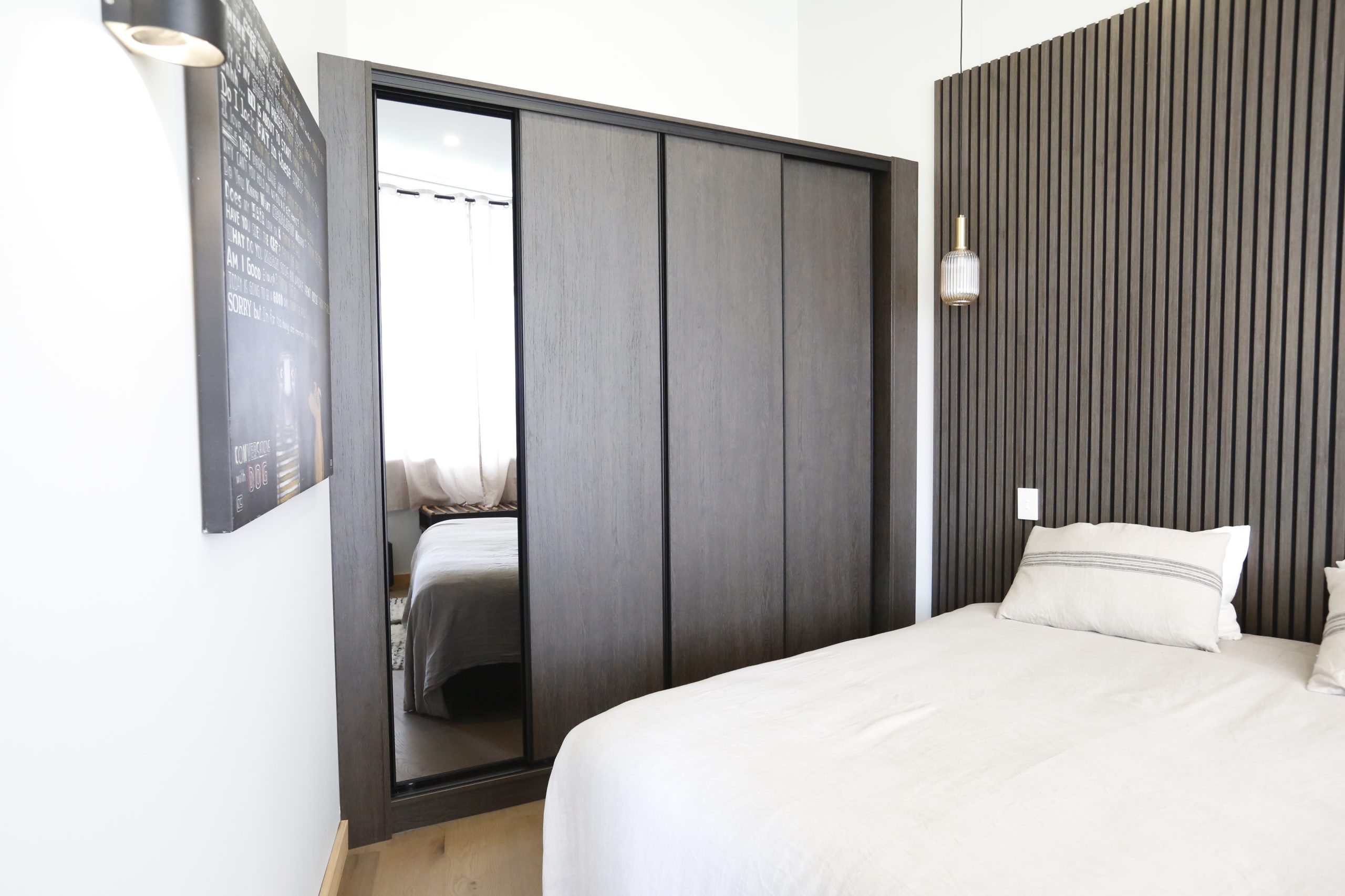 Dark woodgrain custom wardrobe